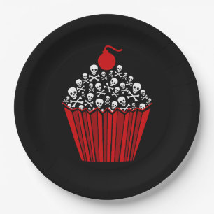 {{{ Tasty Skull Cupcake }}} Paper Plate