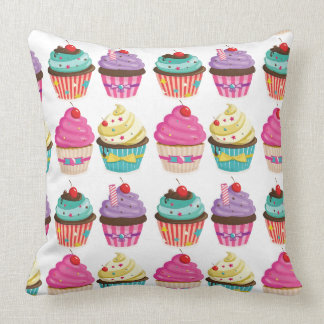 Tasty Strawberry Cupcake Pattern Pillow