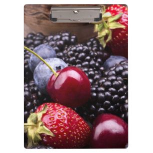 Tasty Summer Fruits On A Wooden Table Clipboard