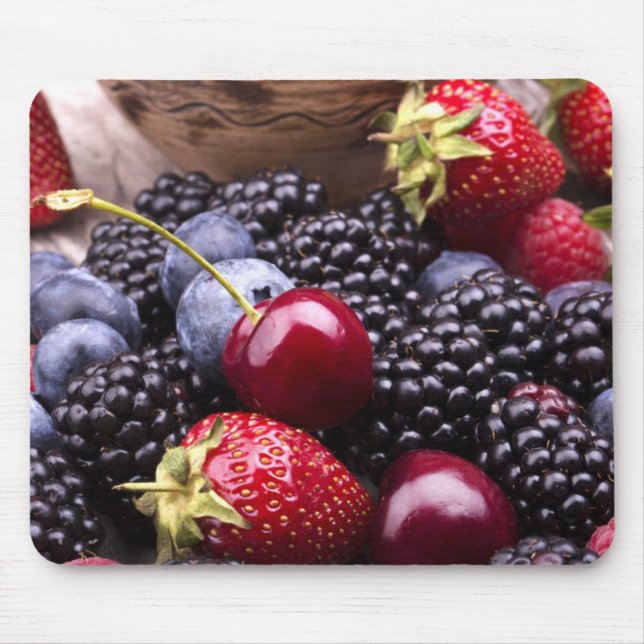Tasty Summer Fruits On A Wooden Table Mouse Pad (Front)