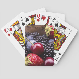 Tasty Summer Fruits On A Wooden Table Playing Cards