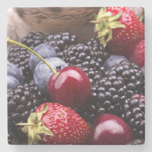 Tasty Summer Fruits On A Wooden Table Stone Coaster
