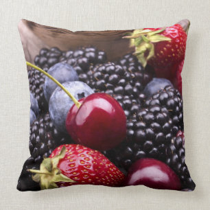 Tasty Summer Fruits On A Wooden Table Throw Pillow