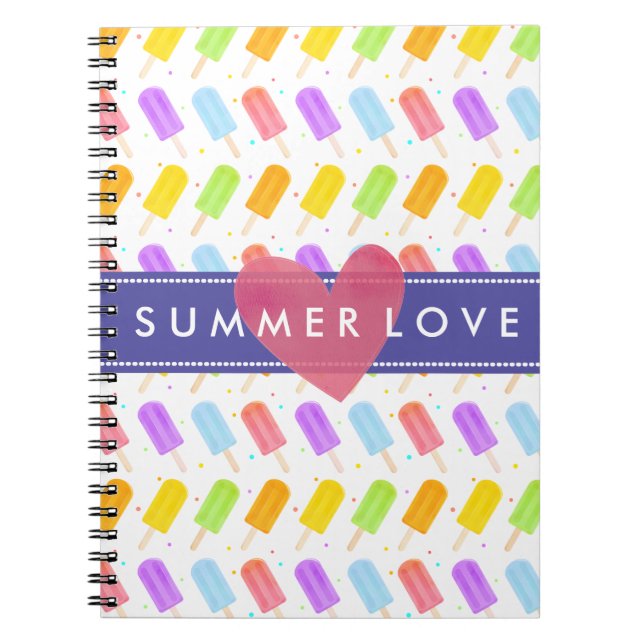 Tasty Summer Watercolour Popsicle Pattern Notebook (Front)