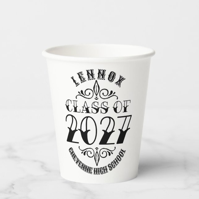 Tat-Style Class of 2027 Graduation Paper Cups (Front)