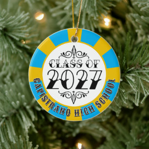 Tat-Style Gray Class of 2027 Photo Graduation Ceramic Ornament