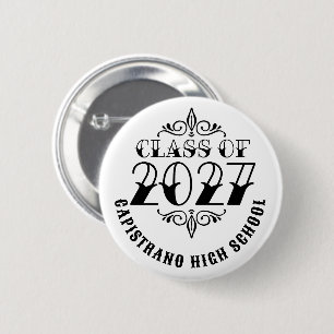 Tat-Style Grey Class of 2027 Graduation 2 Inch Round Button