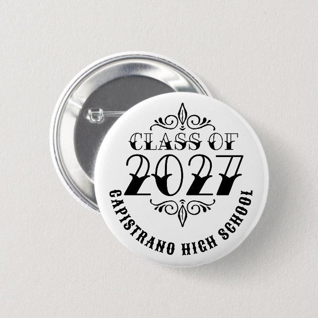 Tat-Style Grey Class of 2027 Graduation 2 Inch Round Button (Front & Back)