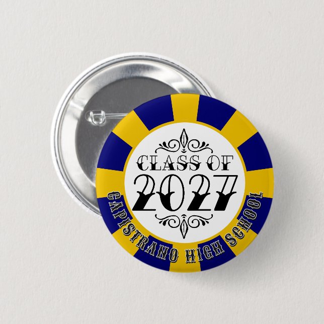 Tat-Style Grey Class of 2027 Graduation 2 Inch Round Button (Front & Back)