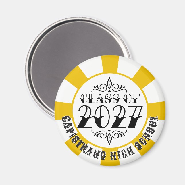 Tat-Style Grey Class of 2027 Graduation Magnet (Front/Back)