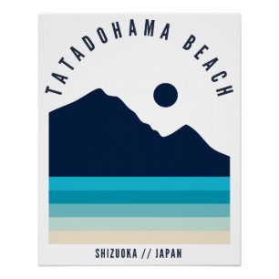 Tatadohama Beach Shizuoka Japan Retro Vintage Poster