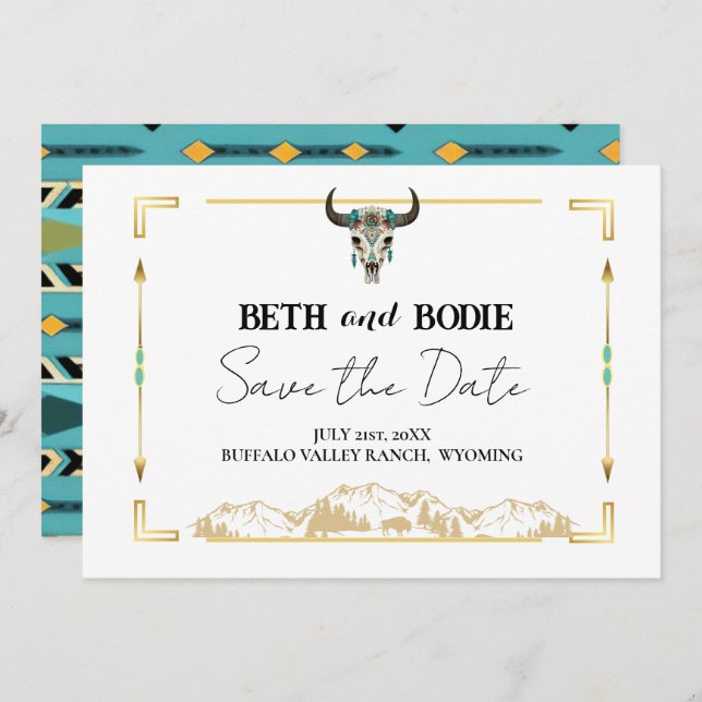Tatanka Bison Yellowstone Ranch Save the Date Invitation (Front/Back)