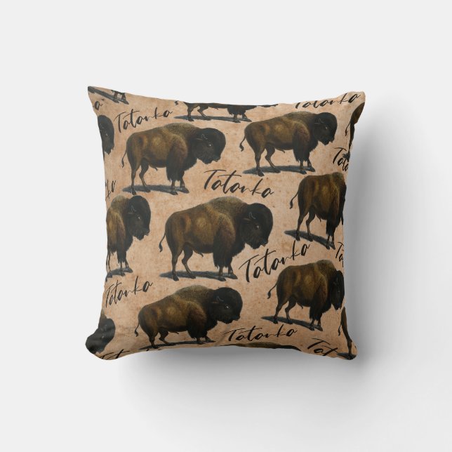 Tatanka Buffalo Bison Throw Pillow (Front)