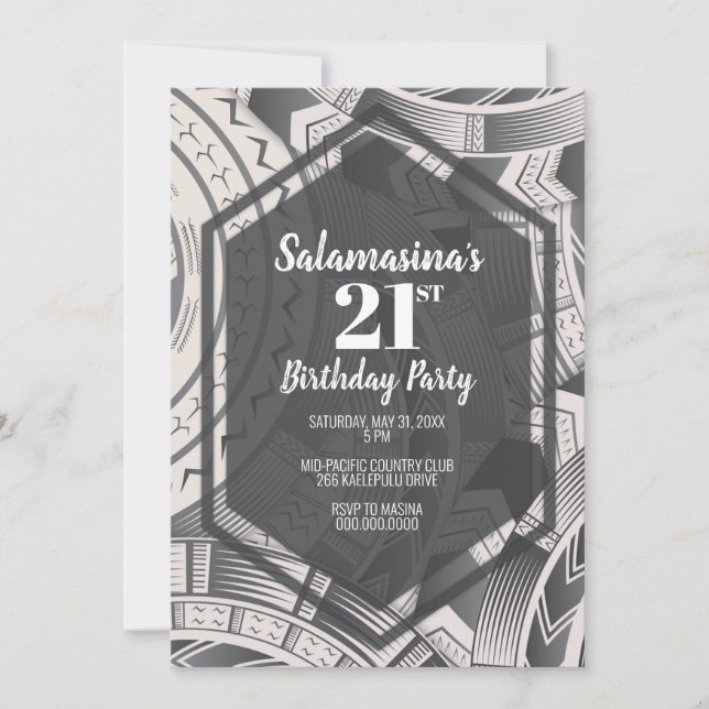 Tatau Black & White Diamond Invitation (Devant)