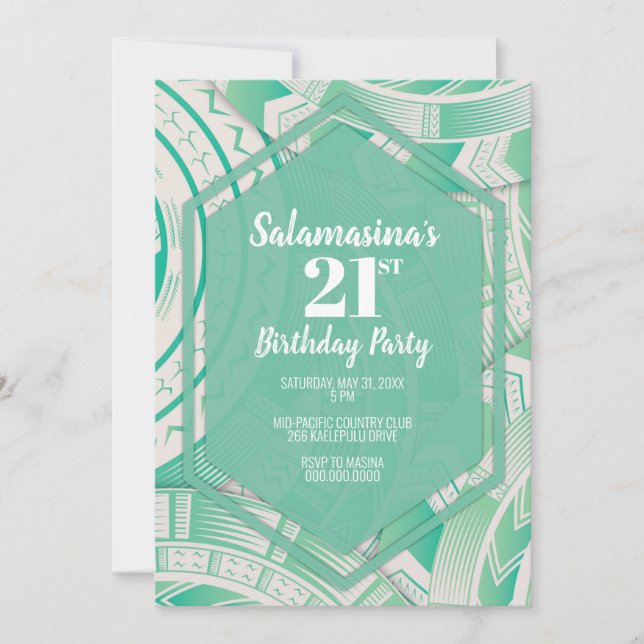 Tatau Turquoise Diamond Invitation (Devant)