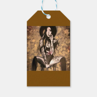 Tatooed Woman in Gold Gift Tags