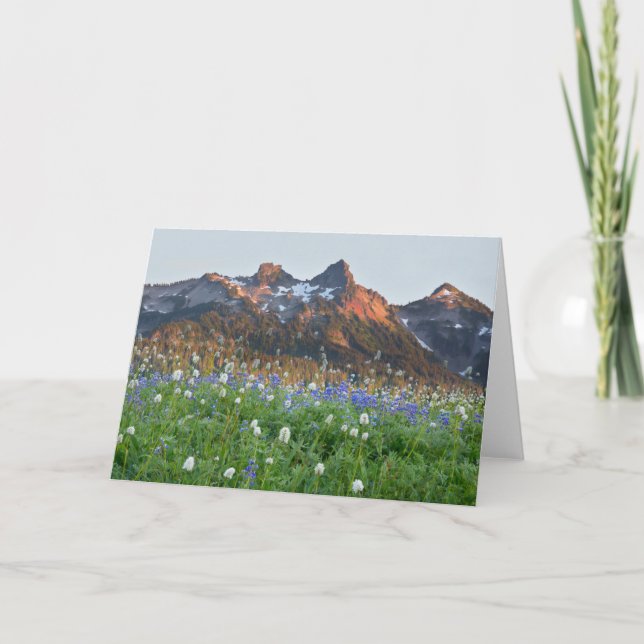 Tatoosh Range and Wildflowers | Mt. Rainier Card (Front)