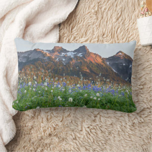 Tatoosh Range and Wildflowers Mt. Rainier Lumbar Pillow