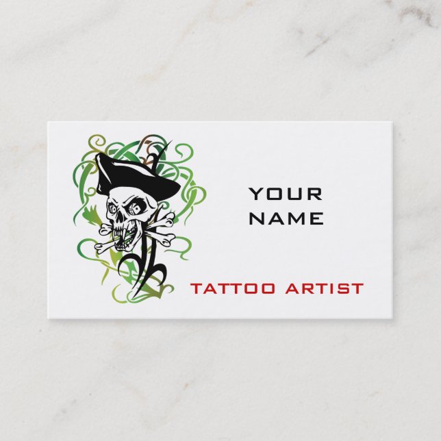 Tatouage Artiste Carte de visite Crâne Pirate (Devant)