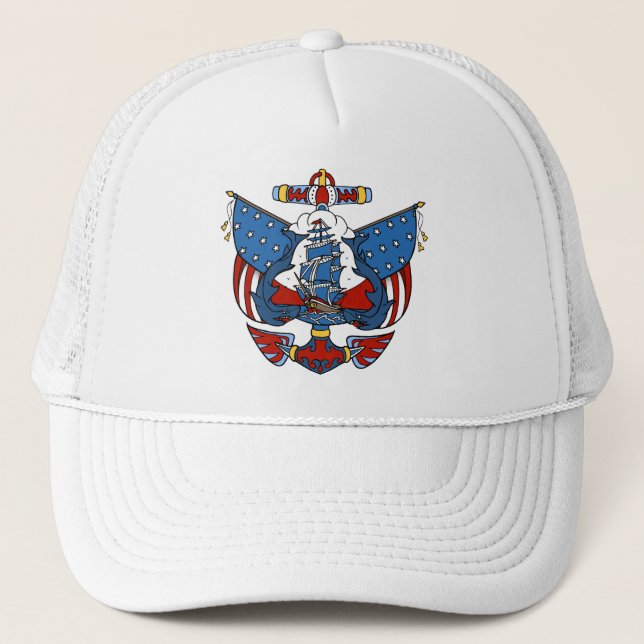 Tatouage de bateau dans la casquette de baseball (Devant)
