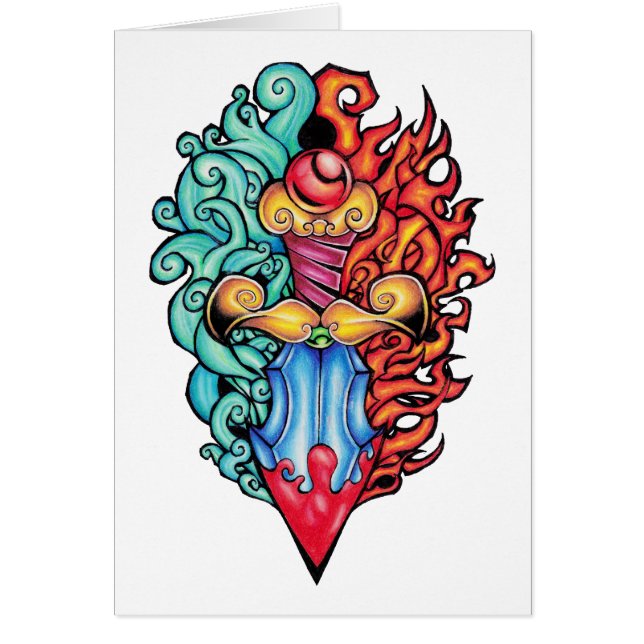 Tatouage de Dagger d'incendie et d'eau (Devant)