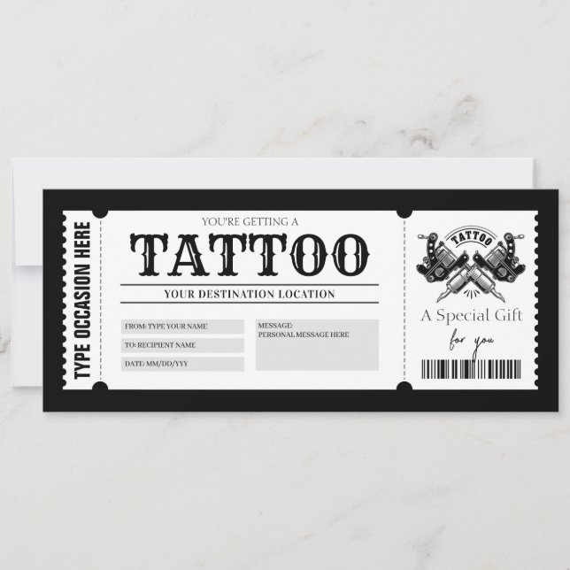 Tatouage ÉDITABLE Obtenir Enked Carte cadeau Vouch (Devant)