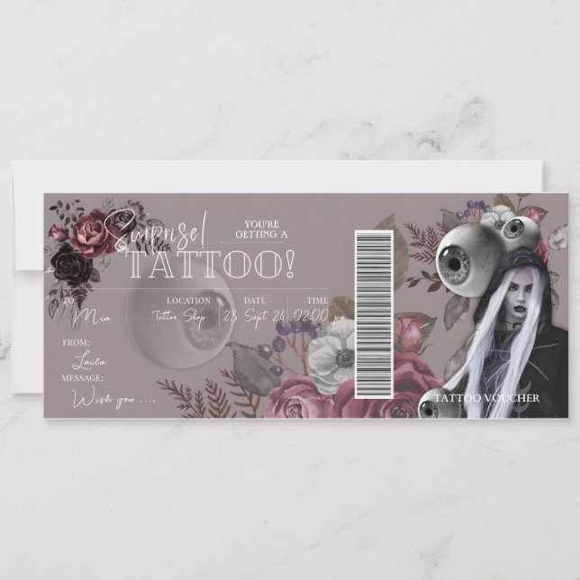 Tatouage ÉMODIFIABLE Carte Cadeau Anniversaire Chè (Devant)