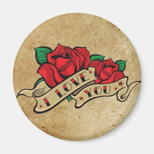 Tatouage Je t'aime Magnet Rose