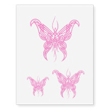 Tatouages temporaires de papillons roses