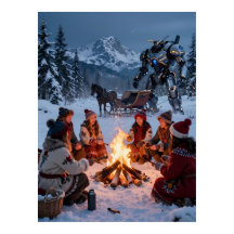 Tatra Winter Campfire Sleigh Scene Poster