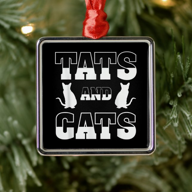Tats And Cats Animal Lover Gift Tattoo Artist Inki Metal Ornament (Tree)