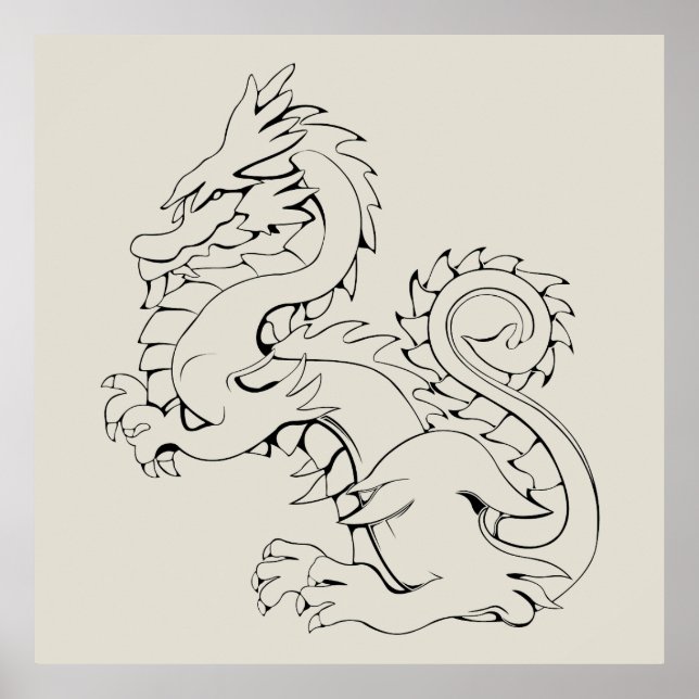 Tatsu Asian Dragon Are Fantasy Mythical Creatures Poster (Front)