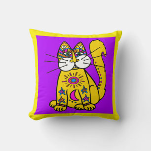 Tatt Cat Throw Pillow