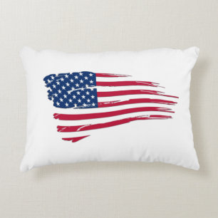 Tattered American Flag Accent Pillow
