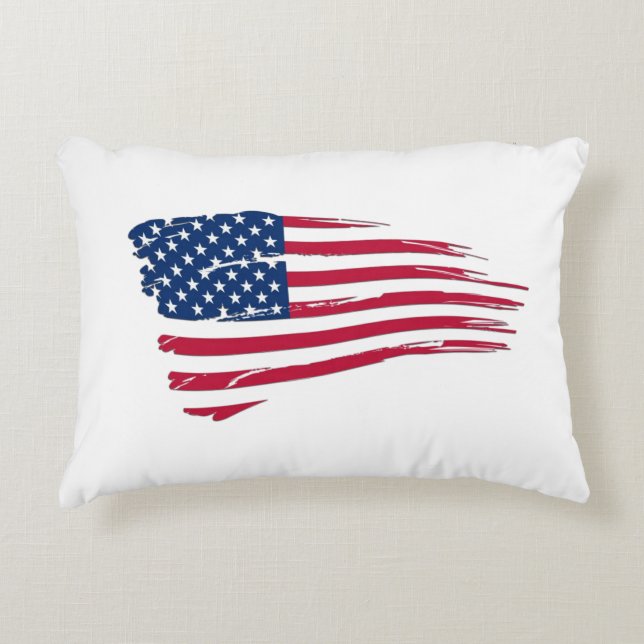 Tattered American Flag Accent Pillow (Front)