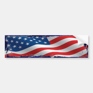 Tattered American Flag Bumper Sticker