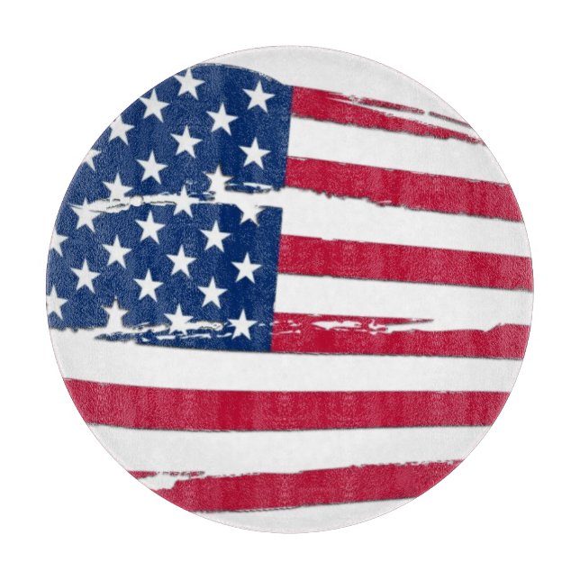 Tattered American Flag Cutting Board (Front)