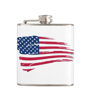 Tattered American Flag Hip Flask