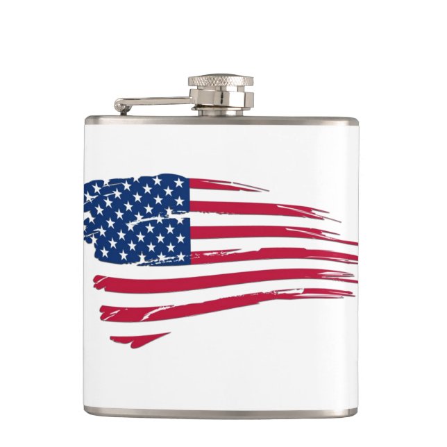 Tattered American Flag Hip Flask (Front)