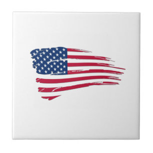 Tattered American Flag Tile