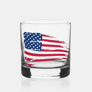 Tattered American Flag Whiskey Glass