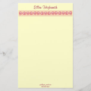 Tattered Heart Artwork Top Border Personalized Stationery