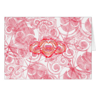 Tattered Heart Design Over Red Spirals and Stars