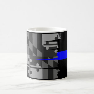 Tattered Maryland Flag Thin Blue Line Mug