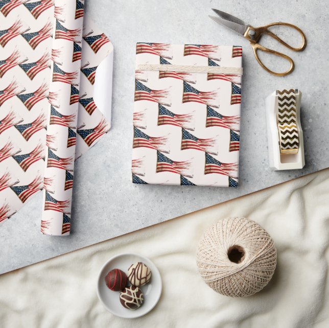 tattered old American flag Wrapping Paper (Crafts)