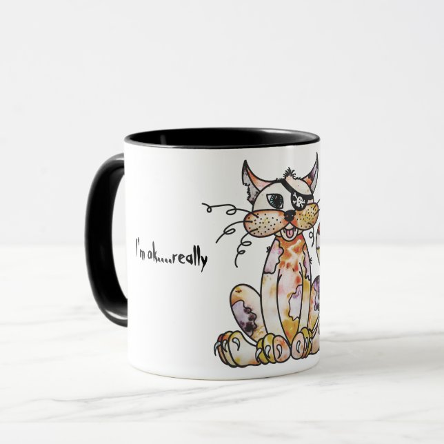 Tattered Pirate Tom Cat Coffee Mug (Front Left)