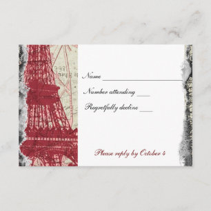 Tattered Red Paris Eiffel Tower rsvp with envelope
