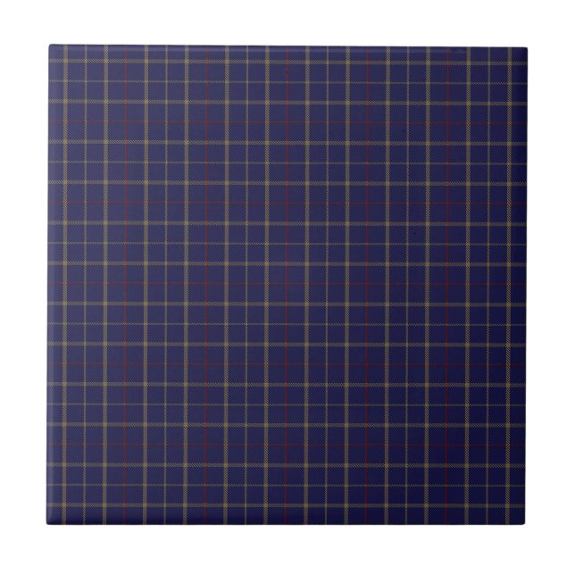 Tattersall Brooks Blue Gold Red Check Tile (Front)