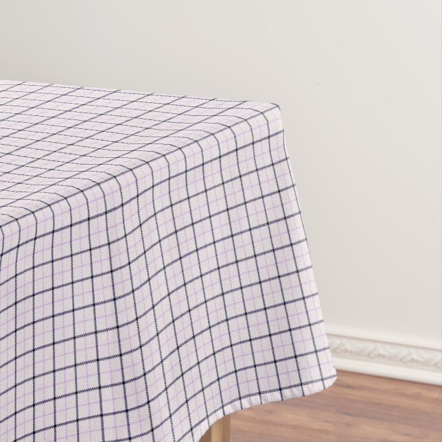 Tattersall Violet White Dark Blue Plaid Tablecloth (In Situ)