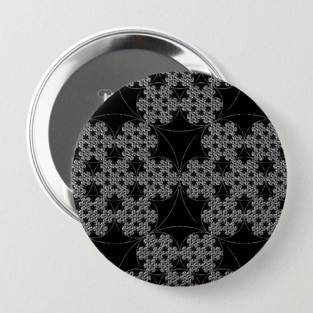 Tatting Fractal Pattern Snowflake 4 Inch Round Button (Front & Back)